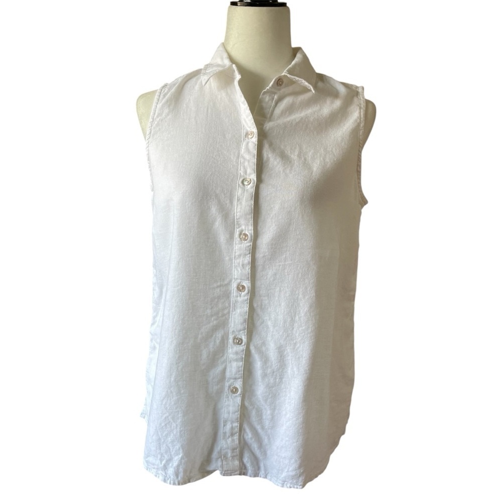 Croft & Barrow White Linen Blend Sleeveless Top US S